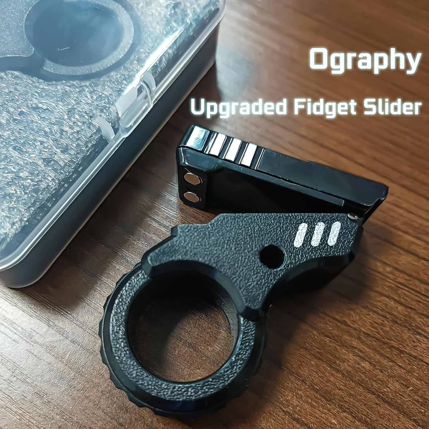 Experience Ultimate Stress Relief with the Ography Fidget Gun Toy - Sleek Black & Silver Design for ASMR and ADHD