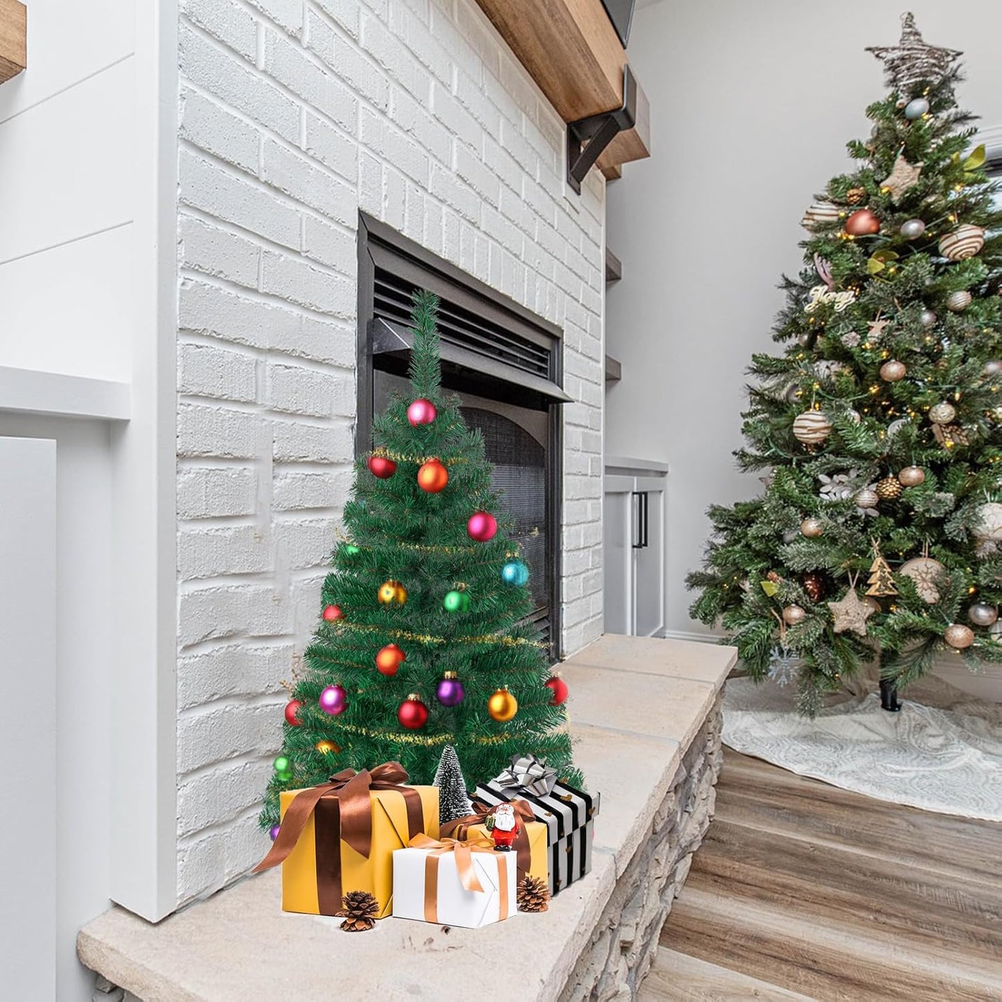 Charming 3FT Mini Green Artificial Christmas Tree with Sturdy Stand for Festive Indoor and Outdoor Holiday Decor