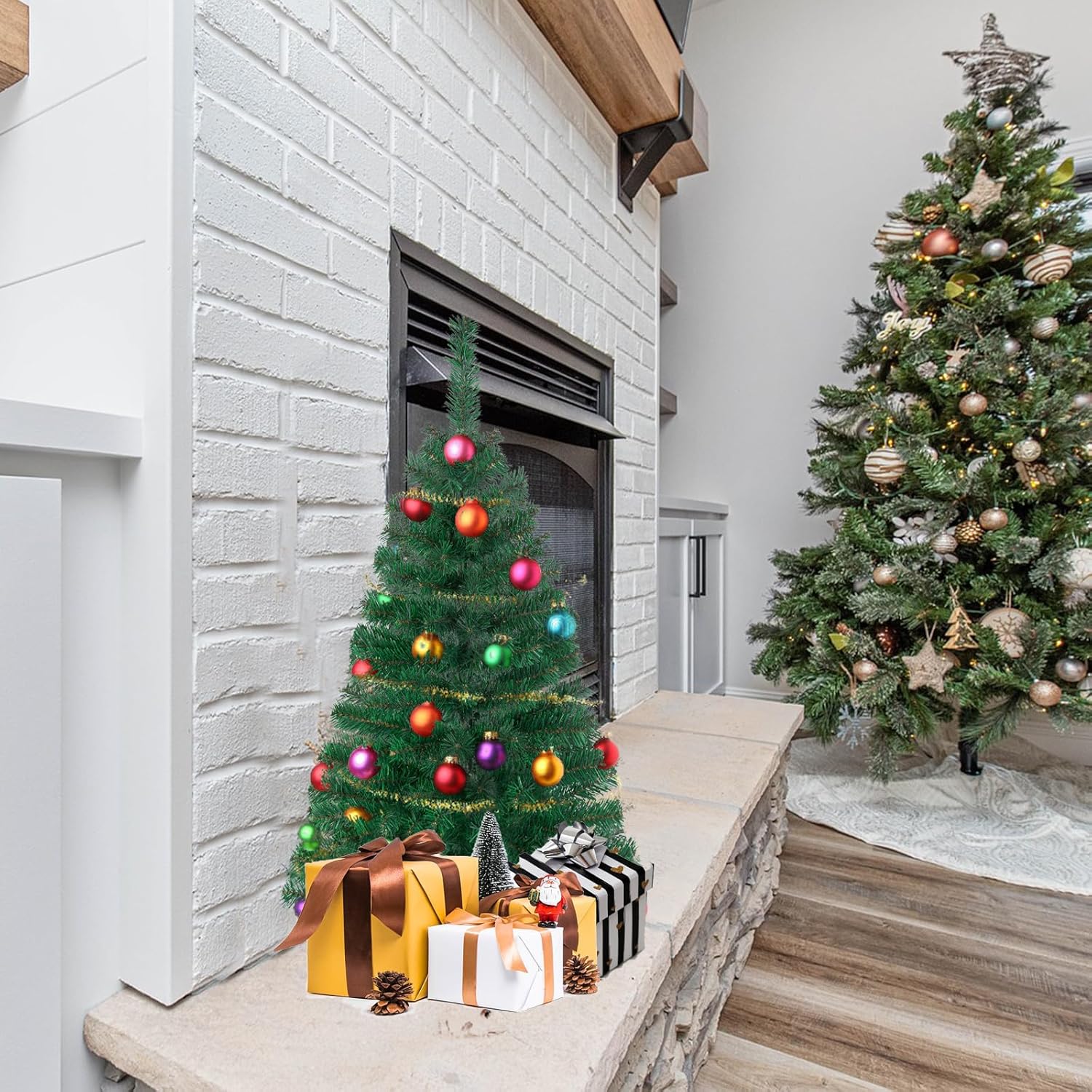 Charming 3FT Mini Green Artificial Christmas Tree with Sturdy Stand for Festive Indoor and Outdoor Holiday Decor