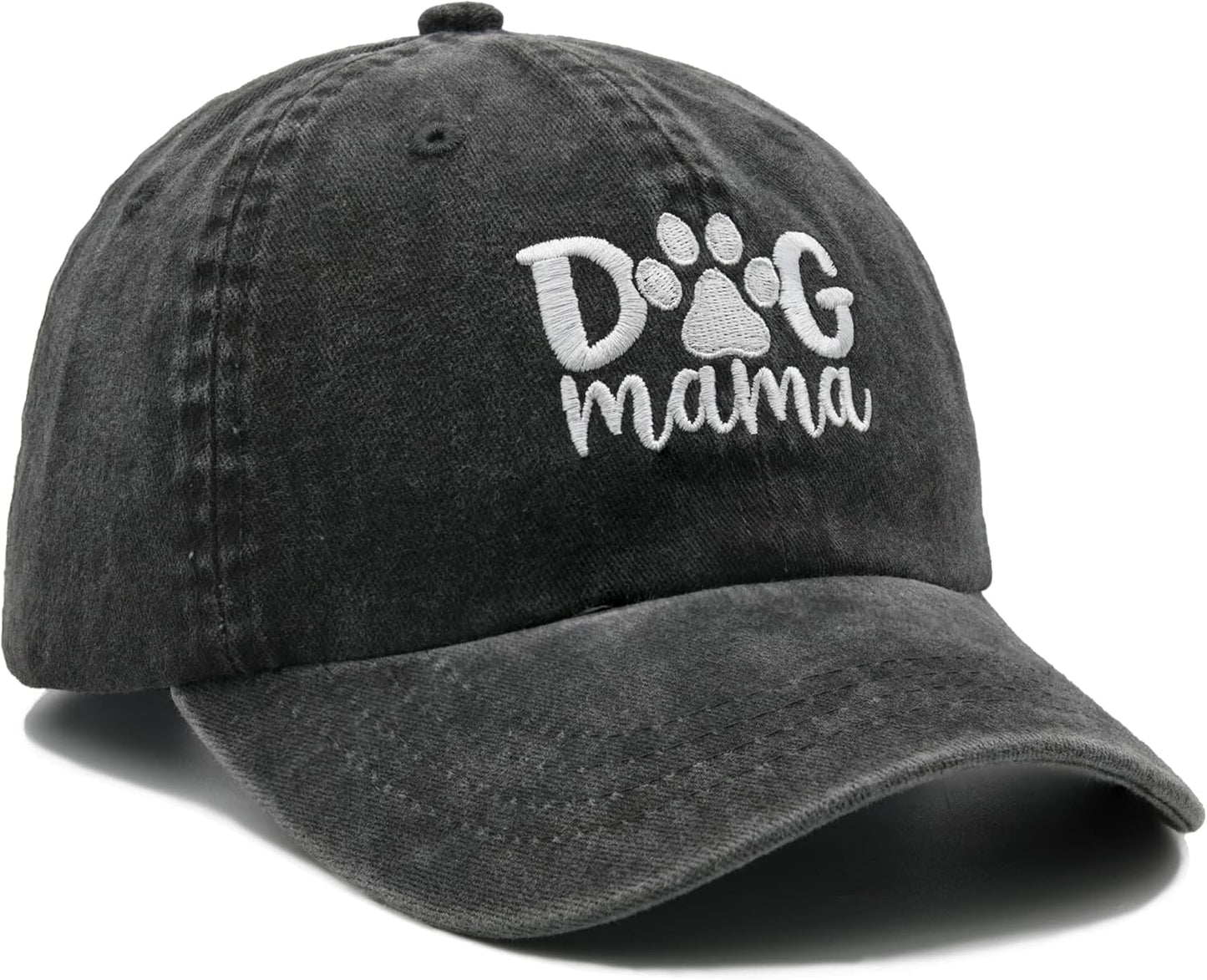 Stylish Black Baseball Cap for Dog Lovers - Adjustable Dog Mama Hat