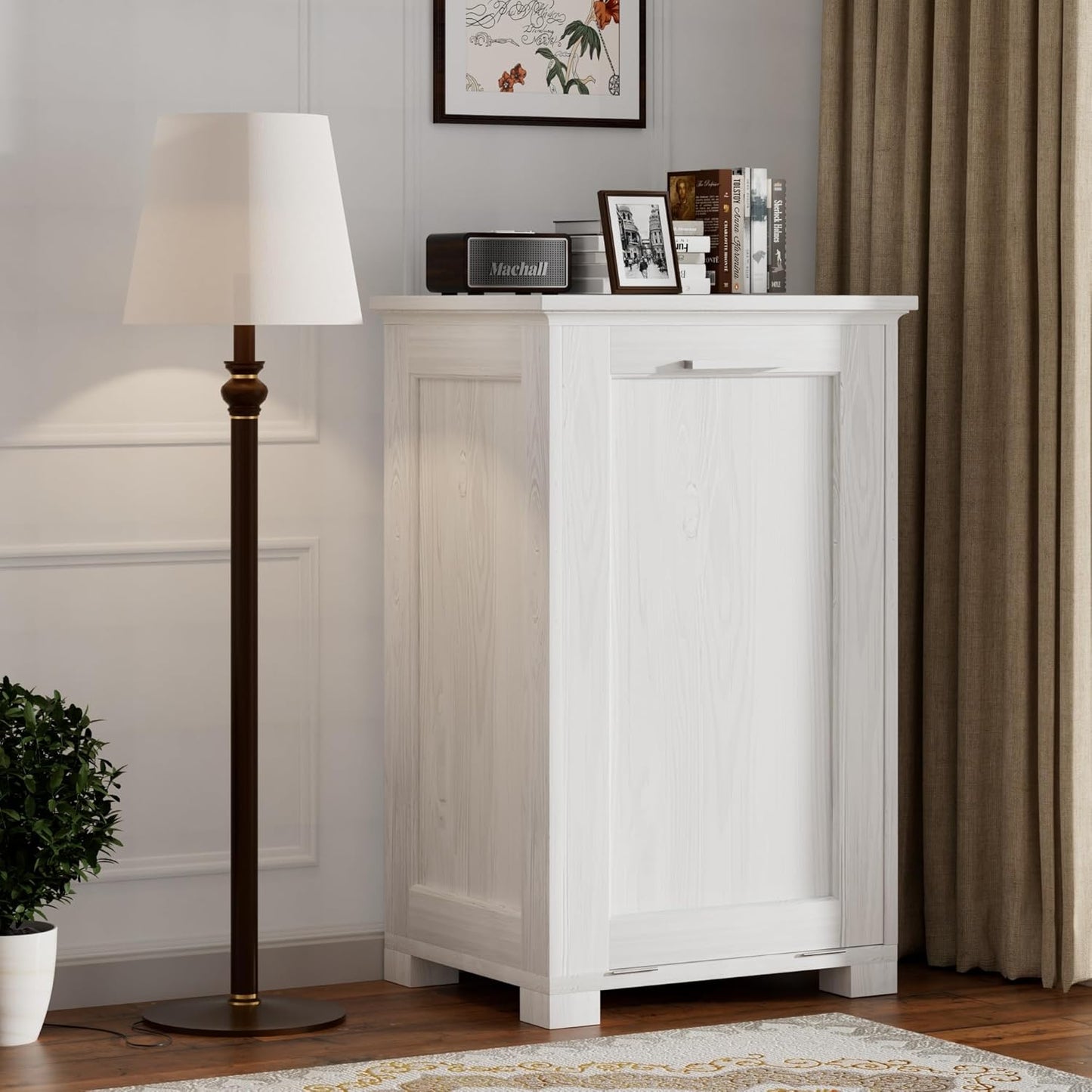Elegant Wooden Tilt-Out Trash Cabinet with Hidden 10-Gallon Bin - Perfect for Your Kitchen, Living Room, and Bathroom
