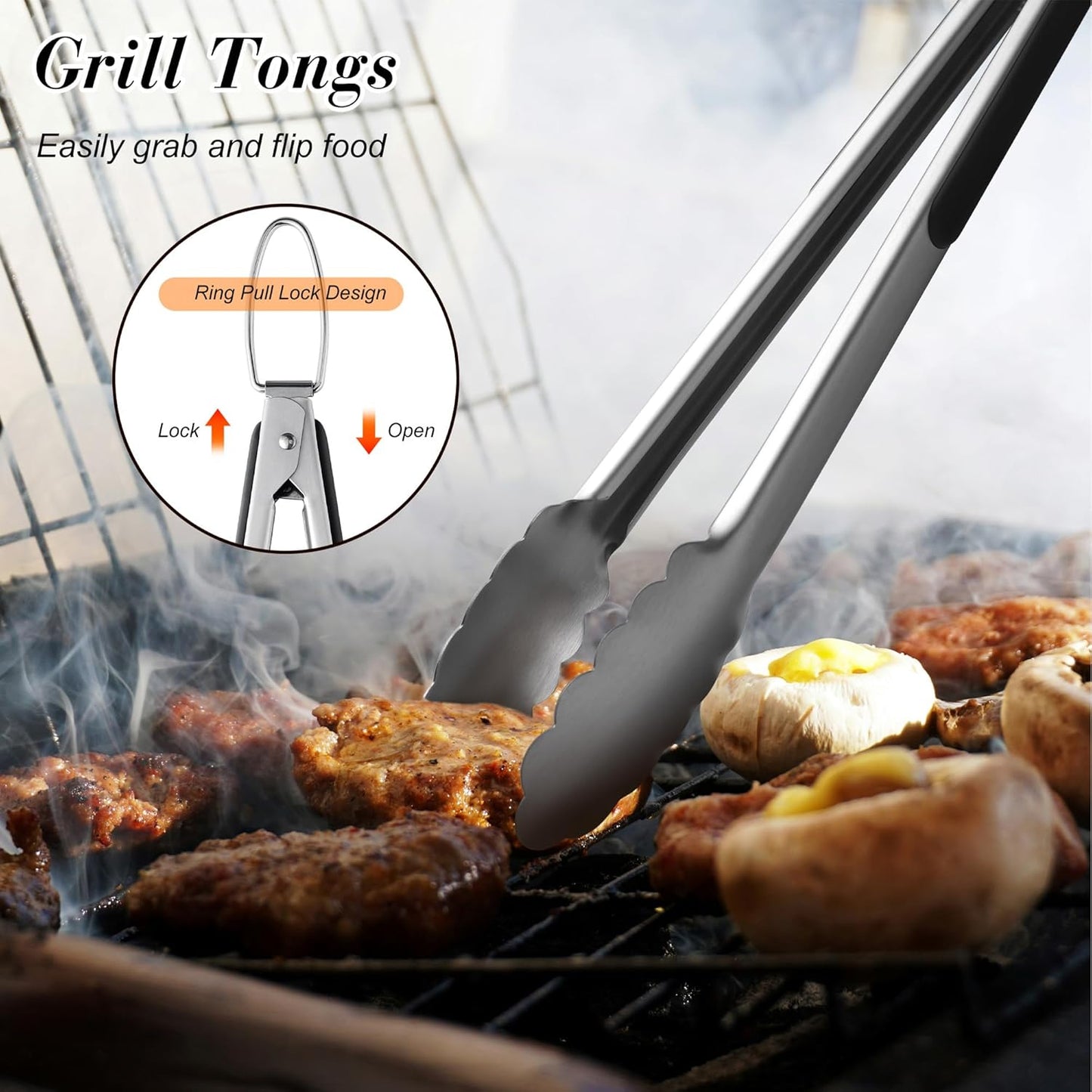 Ultimate Griddle Accessories Kit - Premium Stainless Steel 4-Piece Grill Tool Set with Spatula, Fork, Tongs, and Brush in Elegant Gift Box for Perfect Outdoor Barbecue and Home Grilling