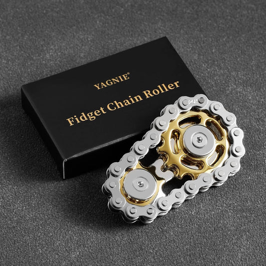Elevate Your Focus with the Golden Metal Fidget Chain Hand Spinner - The Ultimate Stress Relief Companion for Work, Home, and Travel