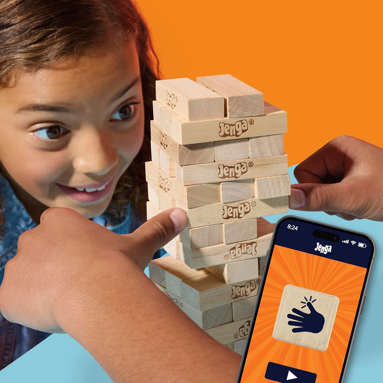 Elevate Your Game Nights with the Exciting Jenga Game Featuring a Digital Die | Classic Wooden Stacking Tower for Ages 6 and Up | Perfect for Parties and Solo Fun