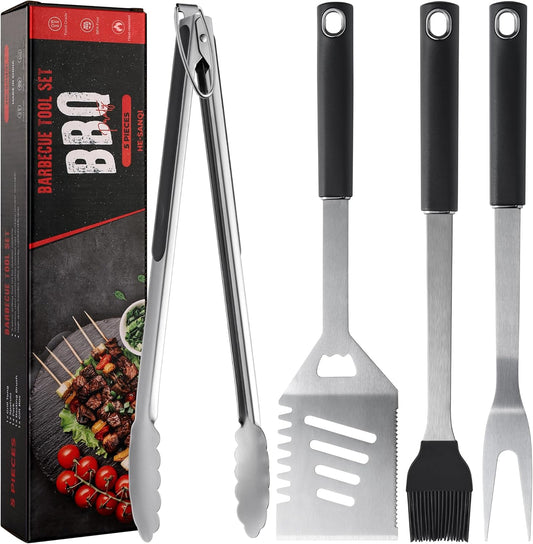 Ultimate Griddle Accessories Kit - Premium Stainless Steel 4-Piece Grill Tool Set with Spatula, Fork, Tongs, and Brush in Elegant Gift Box for Perfect Outdoor Barbecue and Home Grilling