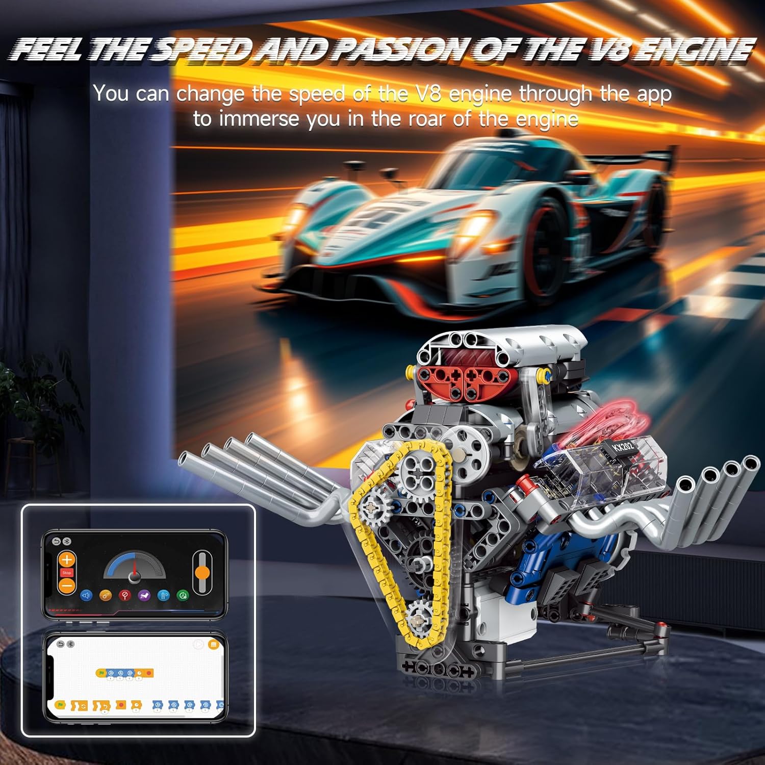 Unleash Your Inner Engineer with the Ultimate Build Your Own V8 Engine Set - 665 Pieces of Fun and Learning!