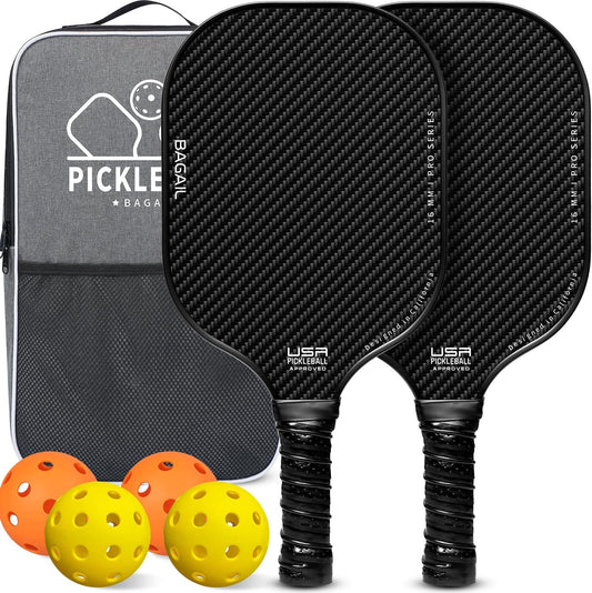 Elevate Your Game with the USAPA Certified Fiberglass Pickleball Paddle Set - Includes Lightweight Rackets, Four Balls, and Carry Bag for Ultimate Performance