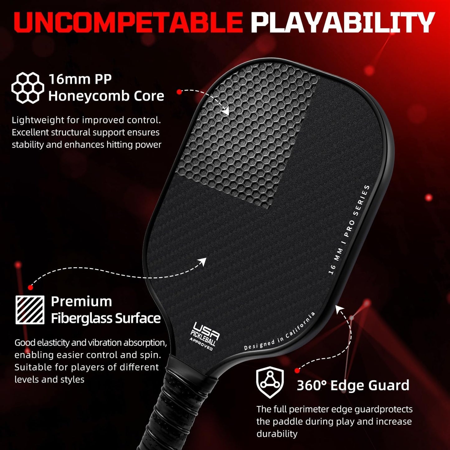 Elevate Your Game with the USAPA Certified Fiberglass Pickleball Paddle Set - Includes Lightweight Rackets, Four Balls, and Carry Bag for Ultimate Performance