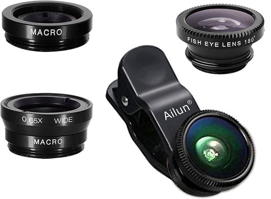 Transform Your Mobile Photography with the Ailun 3-in-1 Universal HD Camera Lens Kit - Capture Stunning Fish Eye, Wide Angle, and Macro Shots!