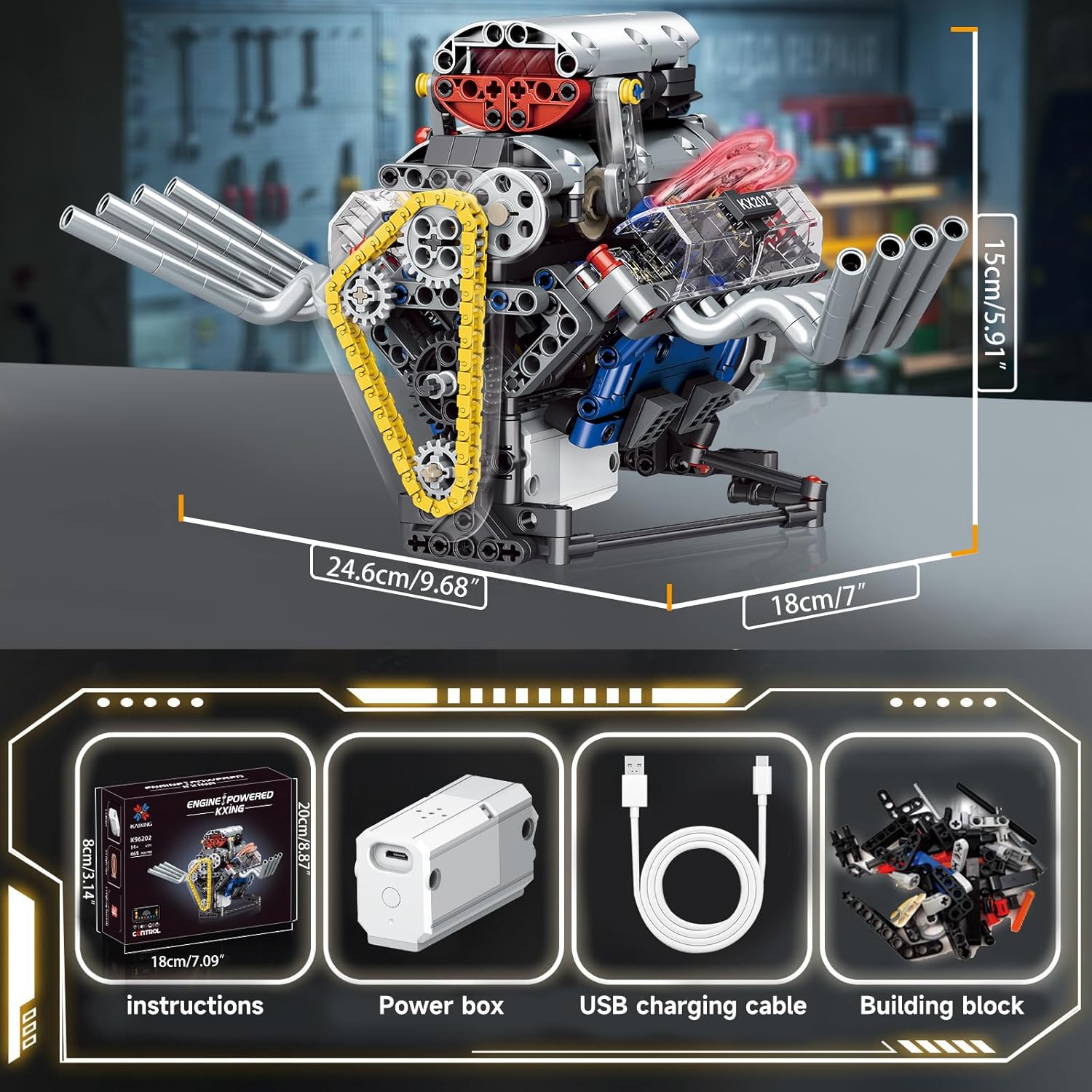 Unleash Your Inner Engineer with the Ultimate Build Your Own V8 Engine Set - 665 Pieces of Fun and Learning!
