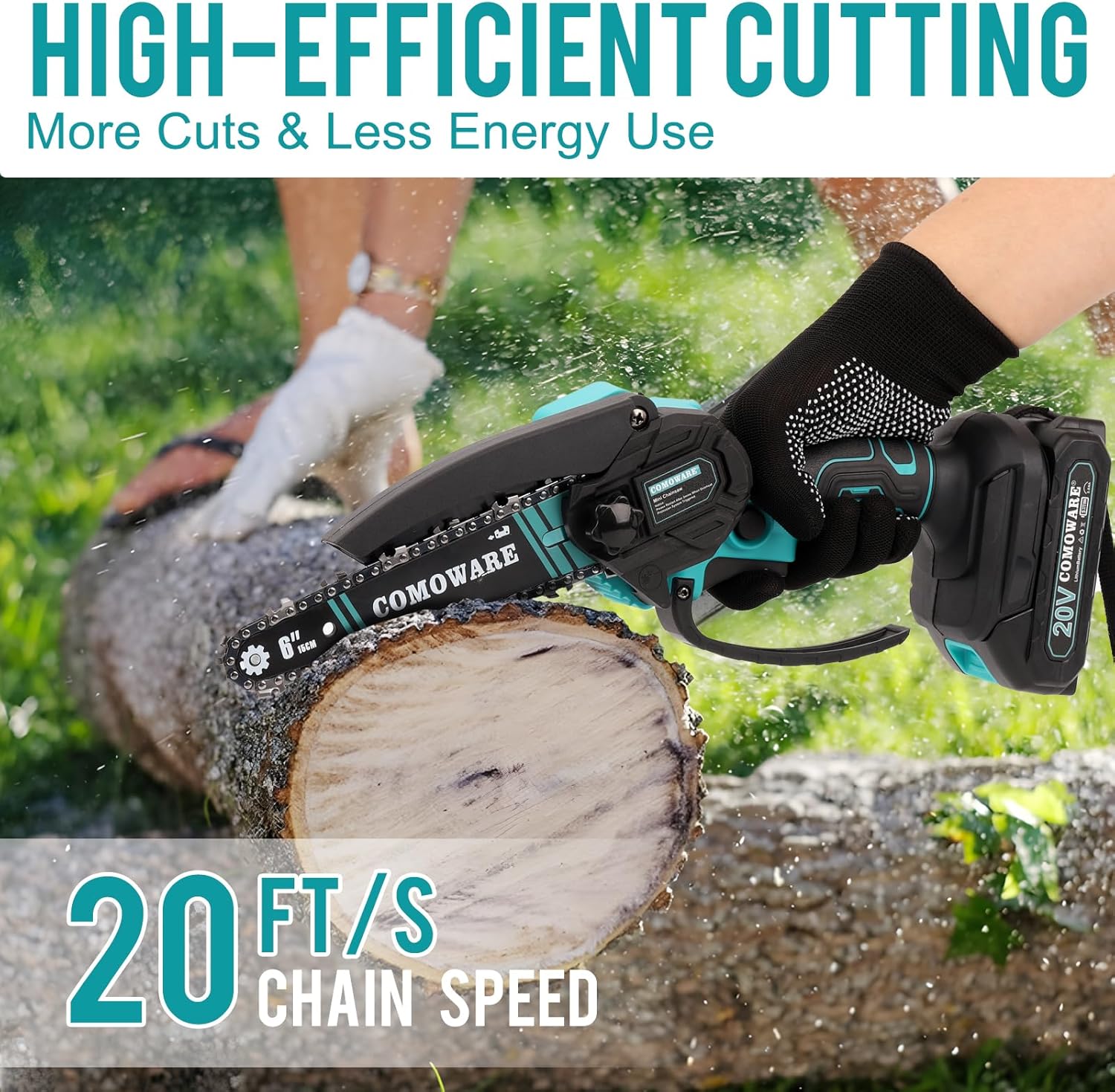 Unleash Your Gardening Potential with the Powerful Cordless Mini Chainsaw - Effortless 6-Inch Cutting with 2 Long-Lasting Batteries for All Your Outdoor Projects!