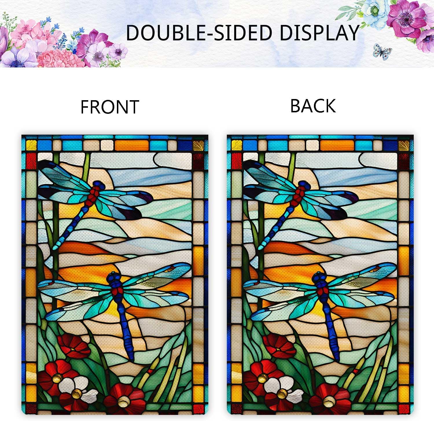 Charming Spring/Summer Dragonfly Garden Flag - Double-Sided Rustic Burlap Decor for Your Outdoor Oasis, 12.5" x 18"