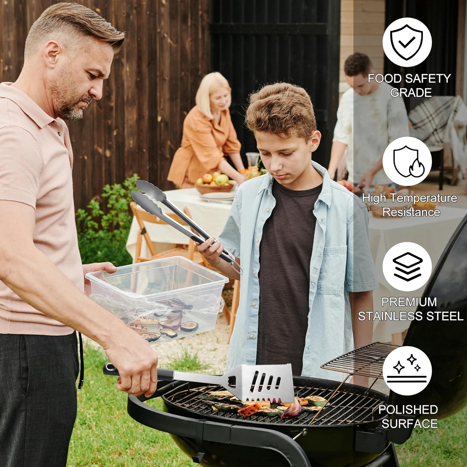 Ultimate Griddle Accessories Kit - Premium Stainless Steel 4-Piece Grill Tool Set with Spatula, Fork, Tongs, and Brush in Elegant Gift Box for Perfect Outdoor Barbecue and Home Grilling