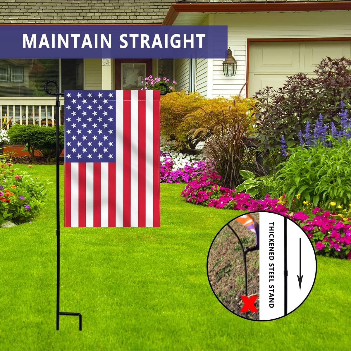 Sturdy Premium Metal Garden Flag Stand - Weather-Resistant Design for Year-Round Outdoor Decor and Festive Celebrations