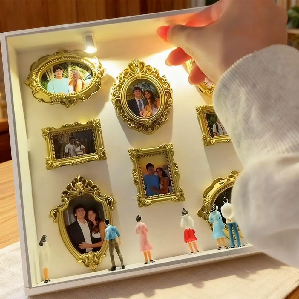 Transform Your Memories with the DIY Mini Gold Frames Silhouette Box - A Unique Shadow Box Frame Kit for Celebrating Life's Special Moments in Style (Grey)