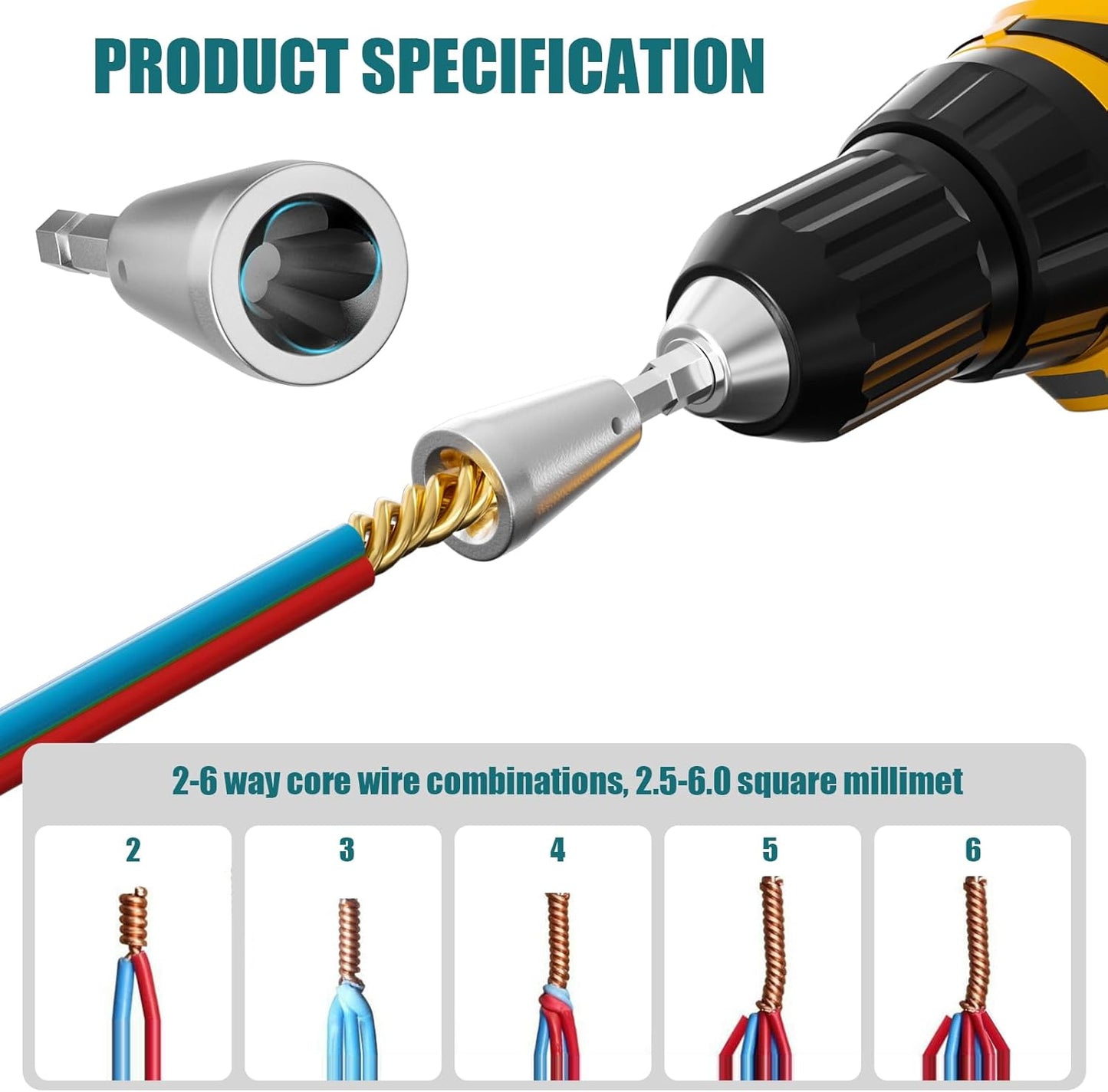 Revolutionize Your Wiring Projects with the Dual Wire Twister Tool Set - Perfect for Power Drills and Versatile for 9-22 AWG Connections