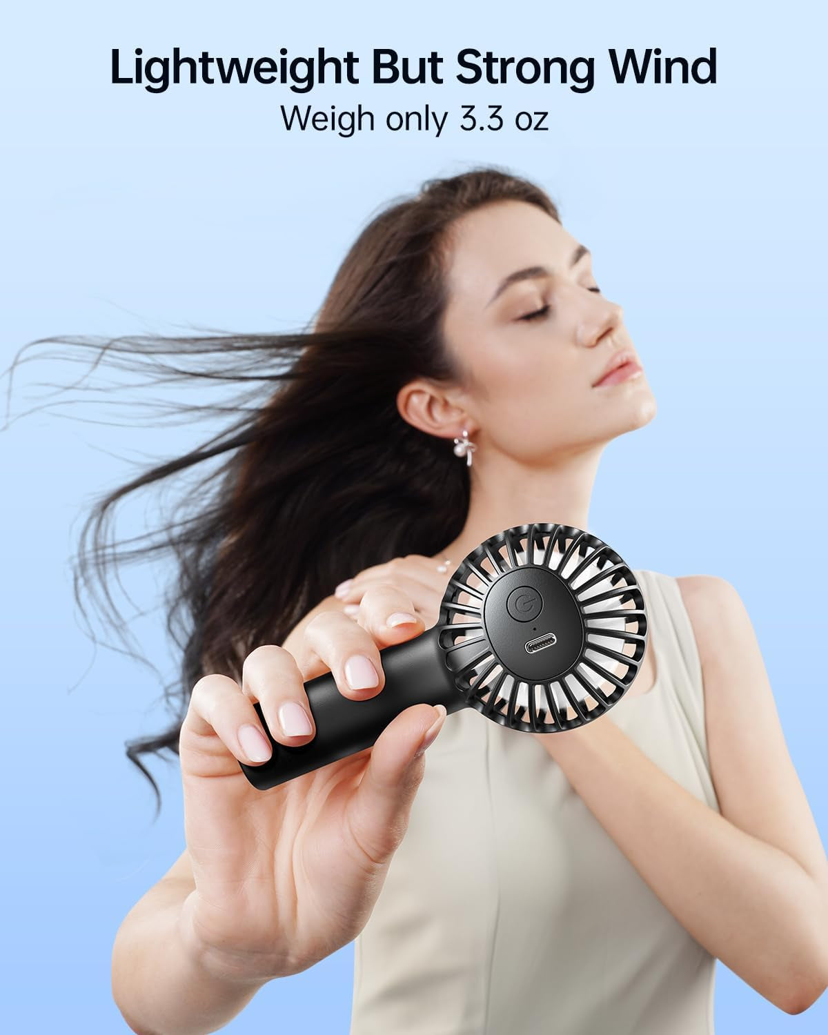 Stay Cool Anywhere with the Mini Portable Rechargeable Handheld Fan - Your 3-Speed Essential for Makeup, Travel, and Outdoor Fun - Sleek USB-Powered Design in Black
