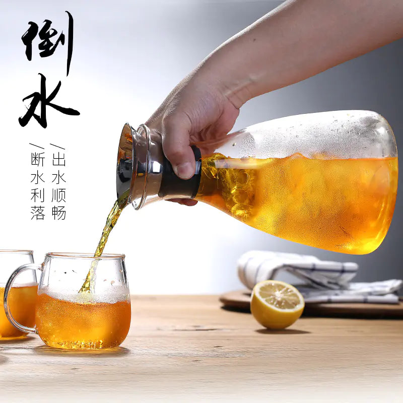 Borosilicate Glass Beverage Jug with Steel Lid