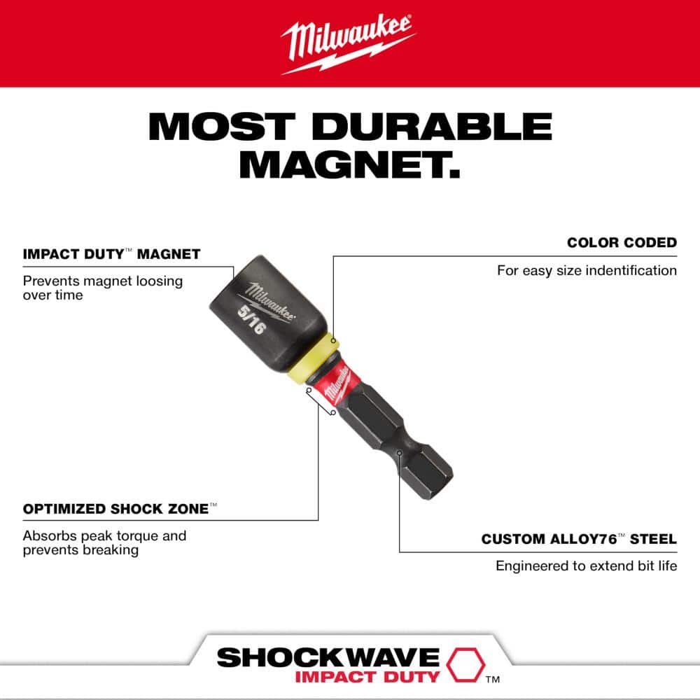 Unlock Ultimate Durability and Performance with the SHOCKWAVE 4-Piece Magnetic Nut Driver Set - Perfect for All Your Heavy-Duty Tasks!