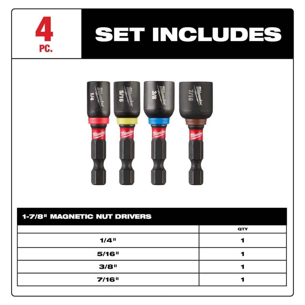 Unlock Ultimate Durability and Performance with the SHOCKWAVE 4-Piece Magnetic Nut Driver Set - Perfect for All Your Heavy-Duty Tasks!